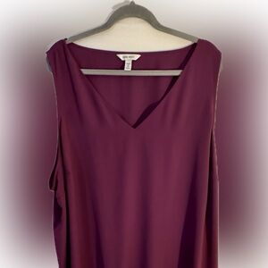 NWT Nine West Plum Georgette V-Neck Sleeveless Blouse - Size 4X - Flowy